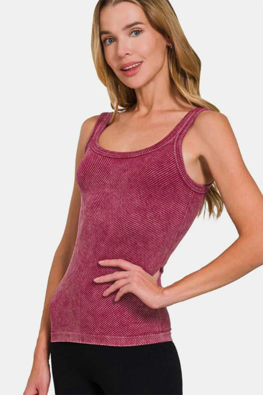 Zenana Ribbed Scoop Neck Tank - Hopeford Streams