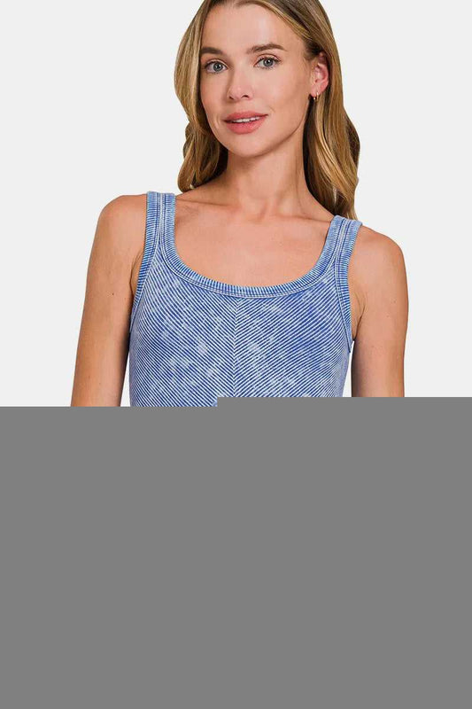 Zenana Ribbed Scoop Neck Tank - Hopeford Streams
