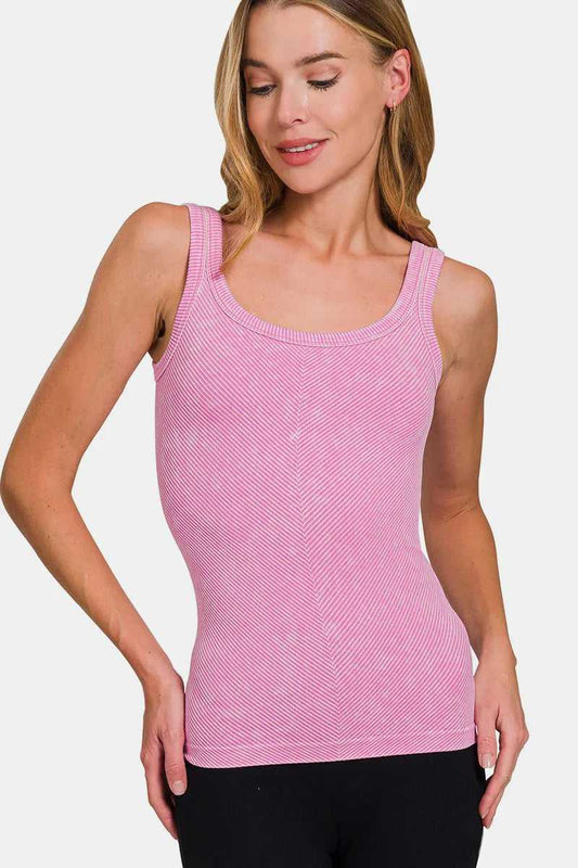 Zenana Ribbed Scoop Neck Tank - Hopeford Streams