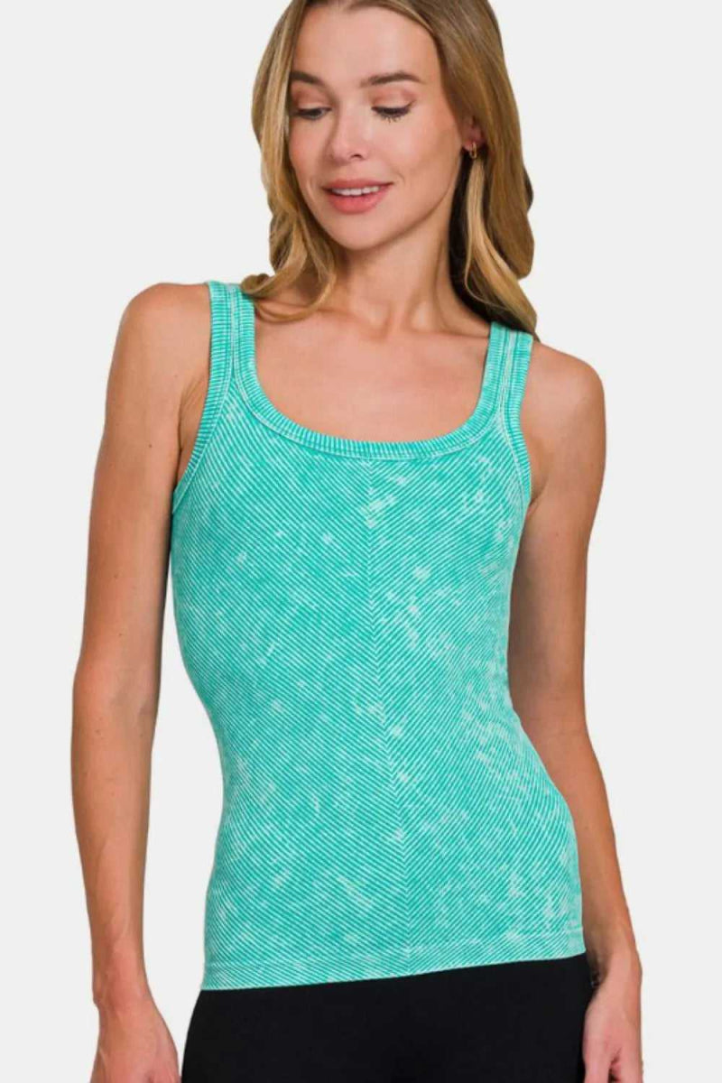 Zenana Ribbed Scoop Neck Tank - Hopeford Streams