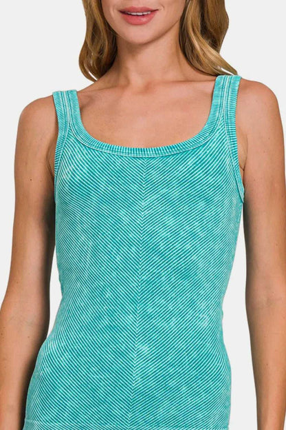 Zenana Ribbed Scoop Neck Tank - Hopeford Streams