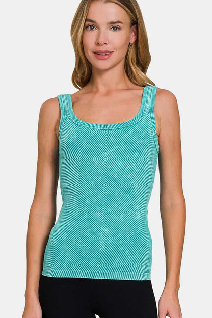 Zenana Ribbed Scoop Neck Tank - Hopeford Streams