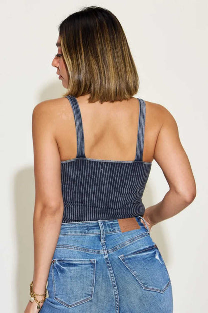 Zenana Ribbed Washed Square Neck Tank - Hopeford Streams