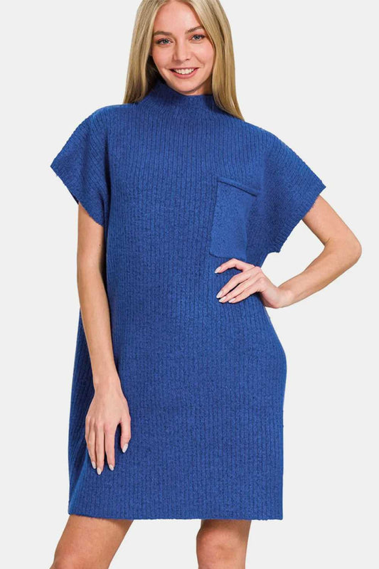 Zenana Short Sleeve Sweater Mini Dress - Hopeford Streams