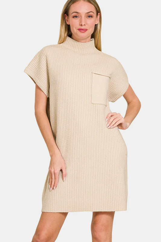 Zenana Short Sleeve Sweater Mini Dress - Hopeford Streams