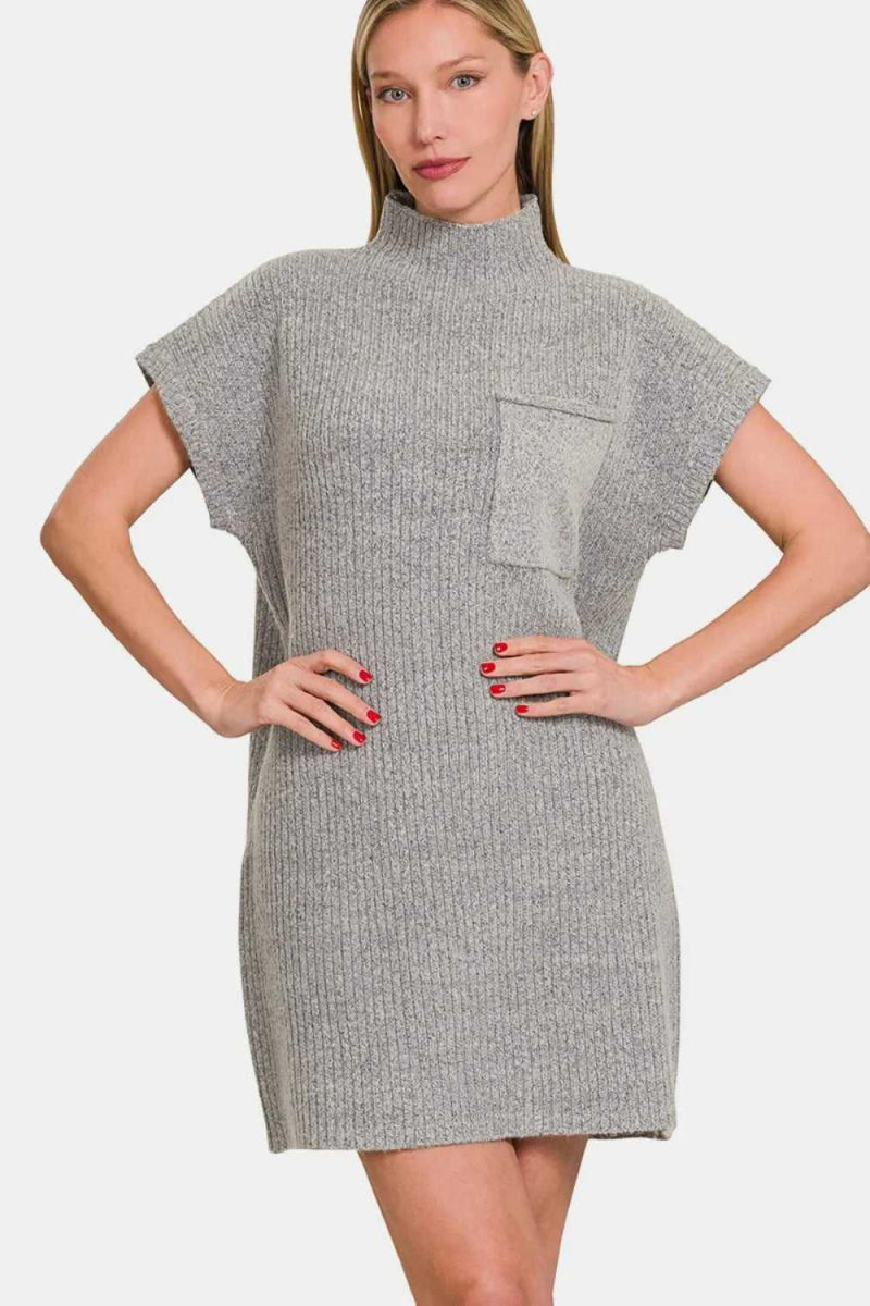 Zenana Short Sleeve Sweater Mini Dress - Hopeford Streams