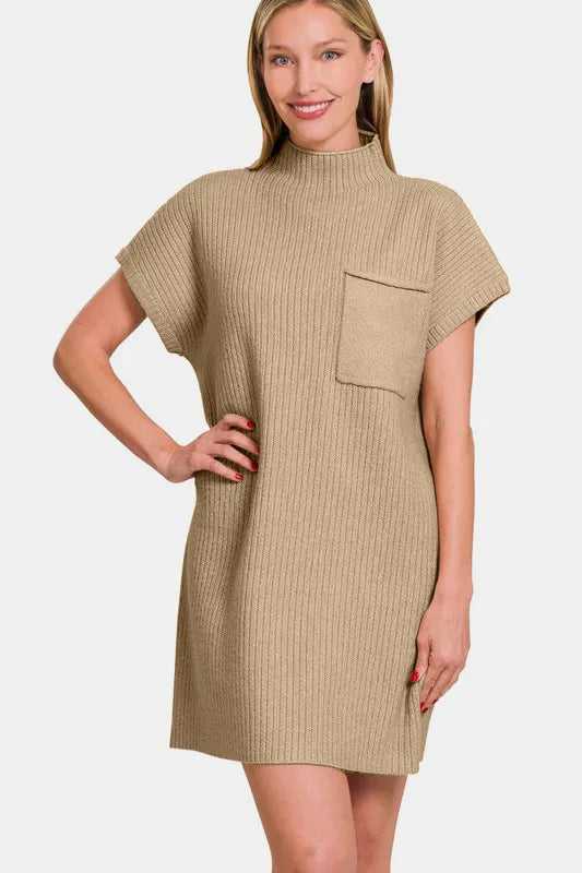 Zenana Short Sleeve Sweater Mini Dress - Hopeford Streams