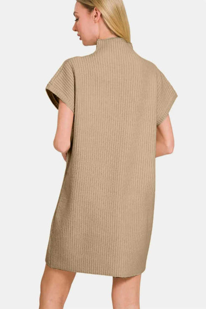 Zenana Short Sleeve Sweater Mini Dress - Hopeford Streams