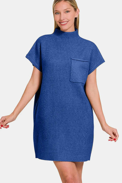 Zenana Short Sleeve Sweater Mini Dress - Hopeford Streams