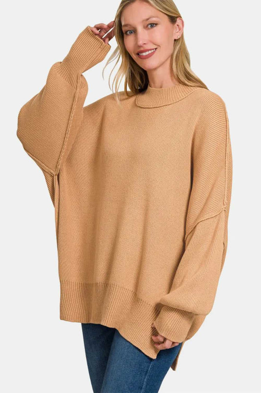 Zenana Side Sit Oversize Sweater - Hopeford Streams