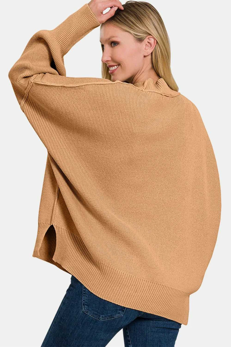 Zenana Side Sit Oversize Sweater - Hopeford Streams