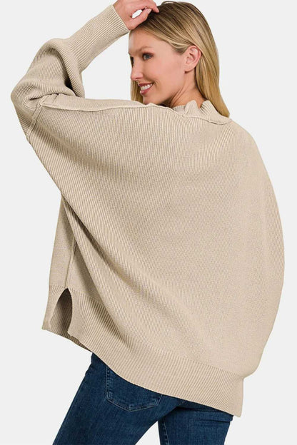 Zenana Side Sit Oversize Sweater - Hopeford Streams