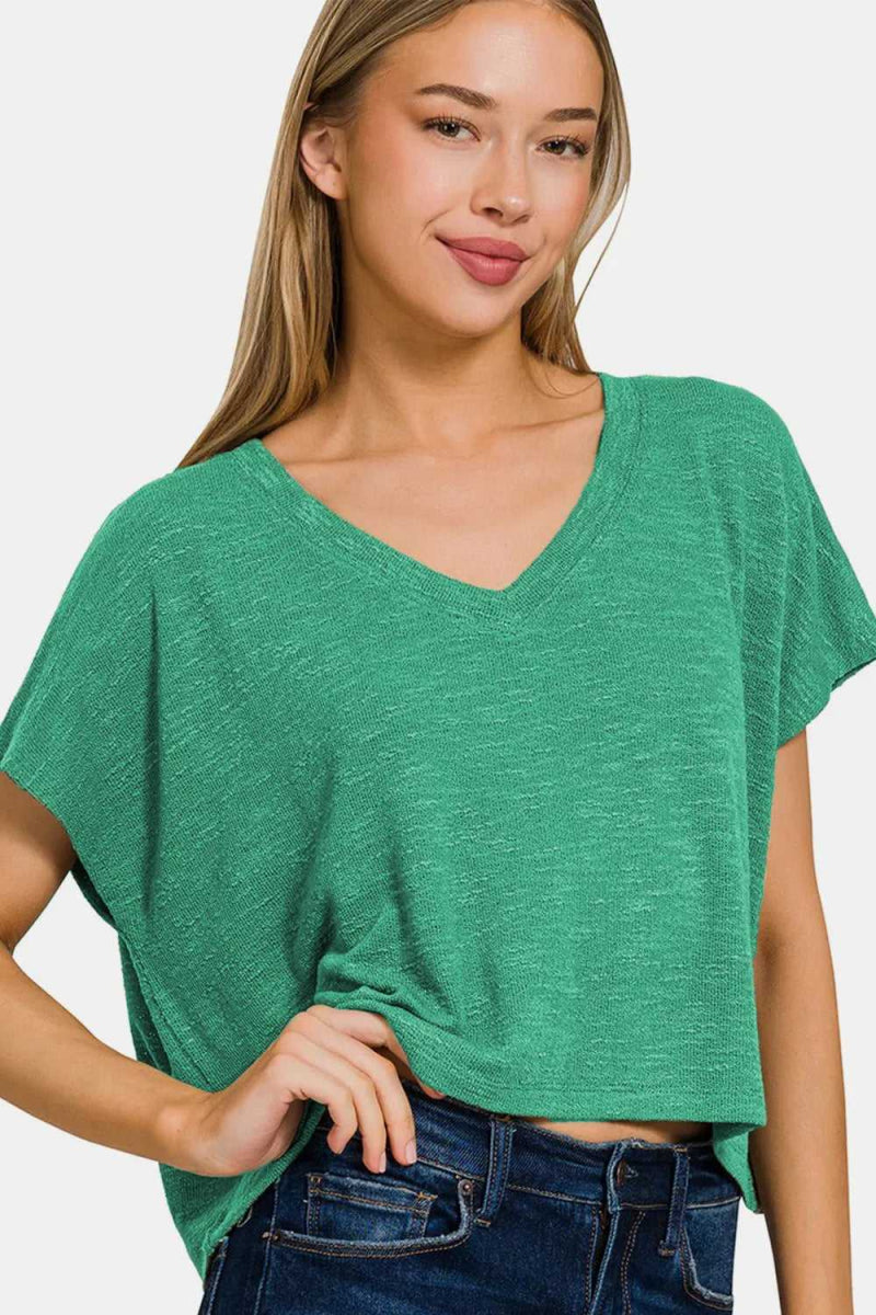 Zenana V - Neck Short Sleeve T-Shirt - Hopeford Streams