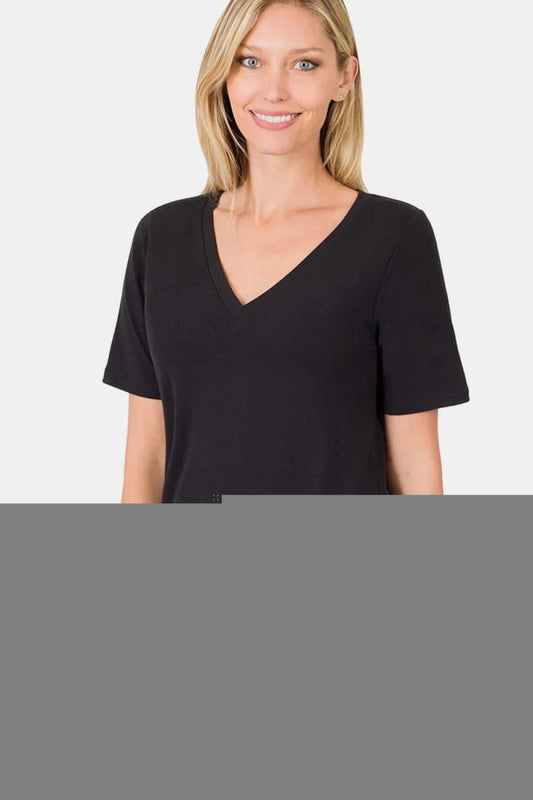 Zenana V - Neck Short Sleeve T-Shirt - Hopeford Streams