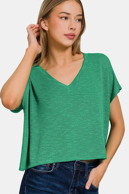 Zenana V - Neck Short Sleeve T-Shirt - Hopeford Streams