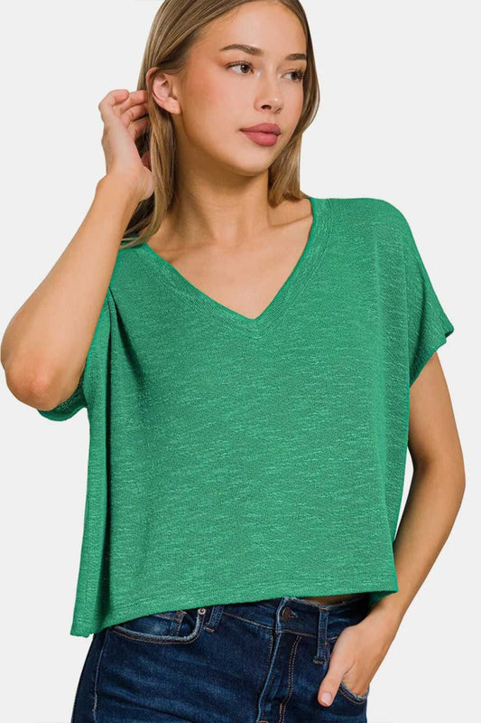 Zenana V - Neck Short Sleeve T-Shirt - Hopeford Streams
