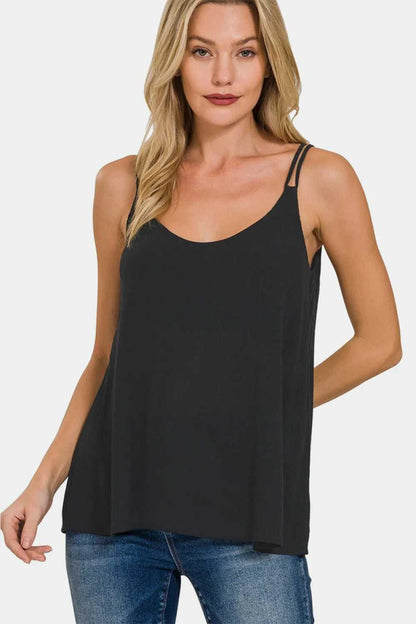 Zenana Woven Double Spaghetti Strap V - Neck Cami - Hopeford Streams