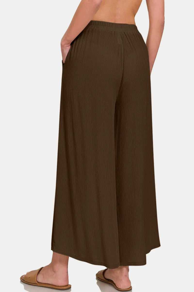 Zenana Woven Wide Leg Pants With Pockets - Hopeford Streams